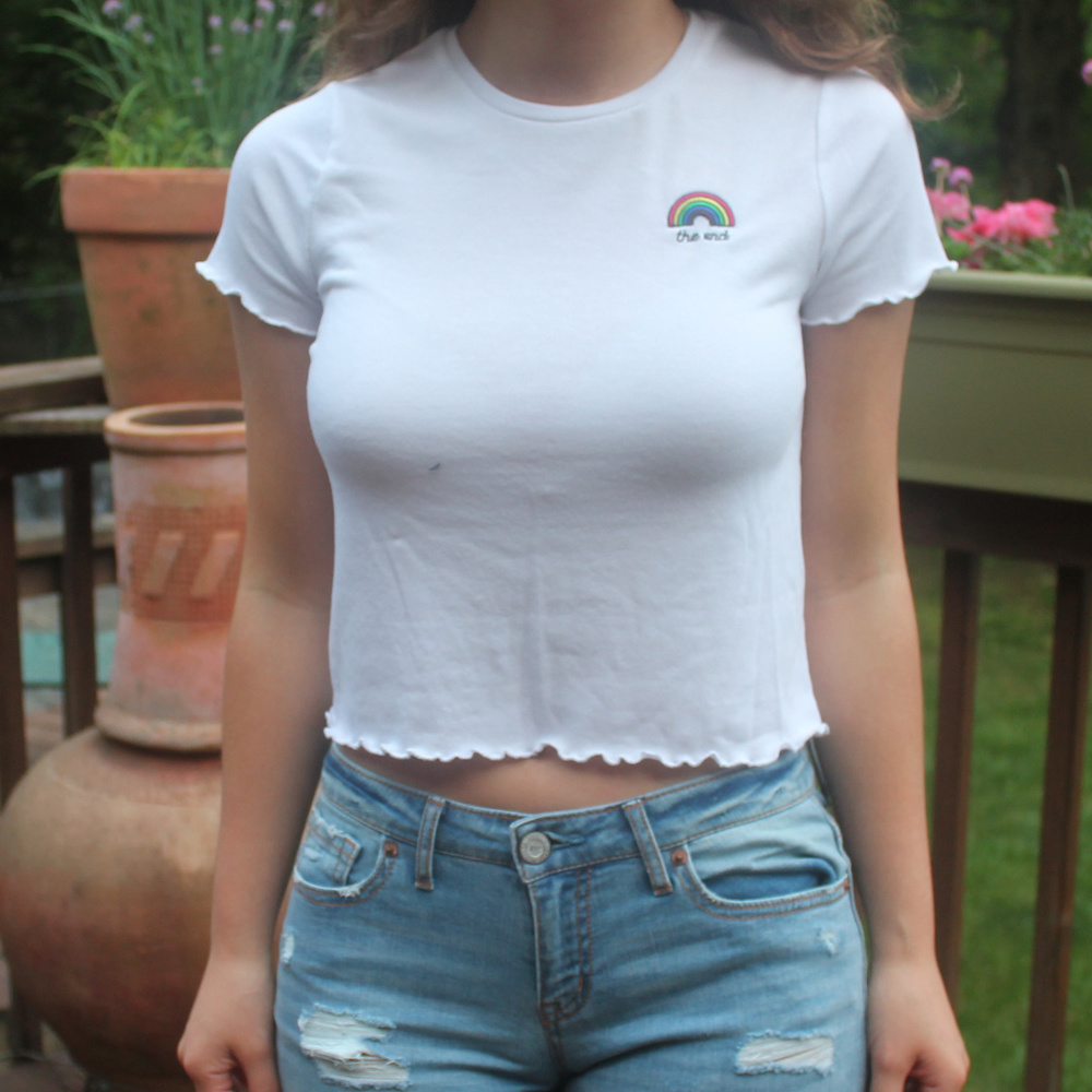 White Lettuce-Edge Crop Top ~ Forever 21